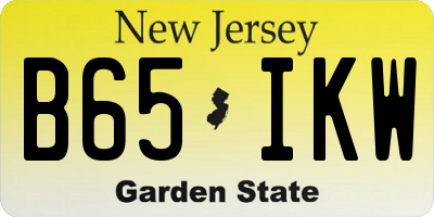 NJ license plate B65IKW