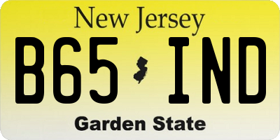 NJ license plate B65IND