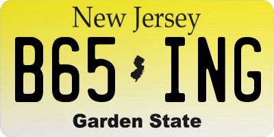 NJ license plate B65ING
