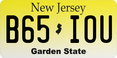 NJ license plate B65IOU