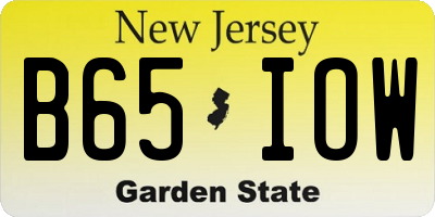 NJ license plate B65IOW