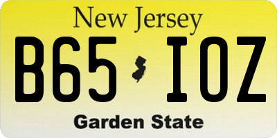 NJ license plate B65IOZ