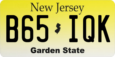 NJ license plate B65IQK