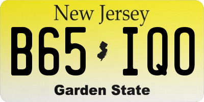 NJ license plate B65IQO