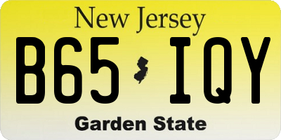 NJ license plate B65IQY