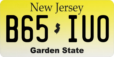 NJ license plate B65IUO