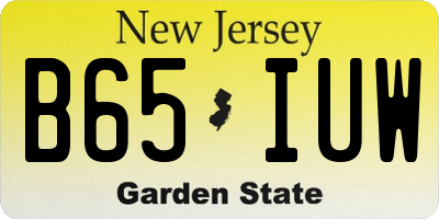 NJ license plate B65IUW