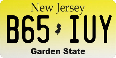 NJ license plate B65IUY