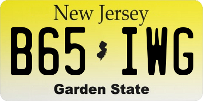 NJ license plate B65IWG