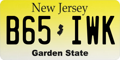 NJ license plate B65IWK
