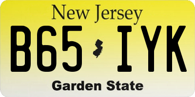 NJ license plate B65IYK