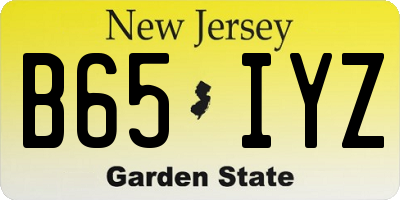 NJ license plate B65IYZ