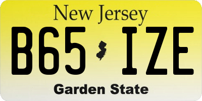 NJ license plate B65IZE