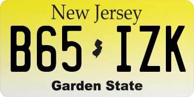 NJ license plate B65IZK