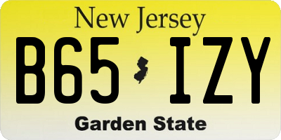 NJ license plate B65IZY