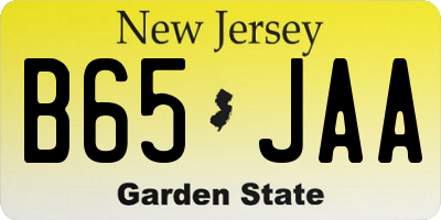 NJ license plate B65JAA