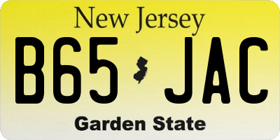 NJ license plate B65JAC