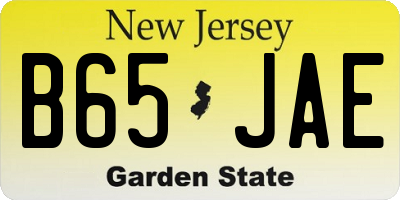 NJ license plate B65JAE