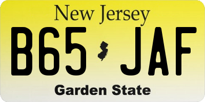NJ license plate B65JAF
