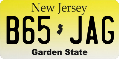 NJ license plate B65JAG