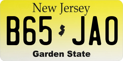 NJ license plate B65JAO