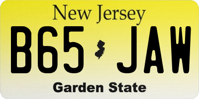 NJ license plate B65JAW