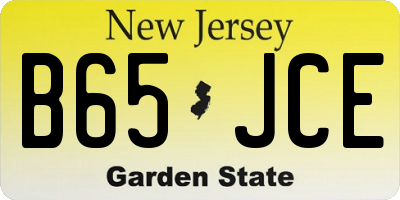 NJ license plate B65JCE