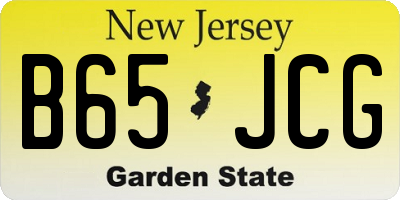 NJ license plate B65JCG