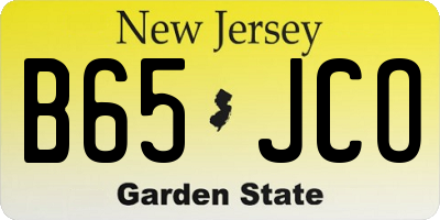 NJ license plate B65JCO