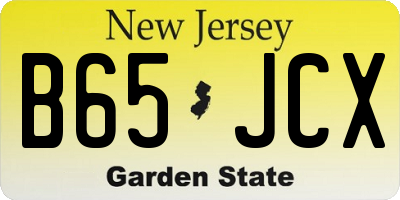 NJ license plate B65JCX