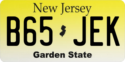 NJ license plate B65JEK
