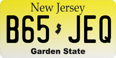 NJ license plate B65JEQ