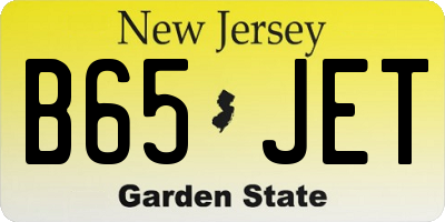 NJ license plate B65JET