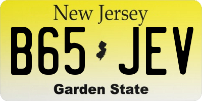 NJ license plate B65JEV