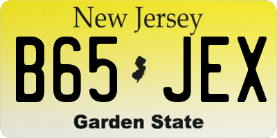 NJ license plate B65JEX