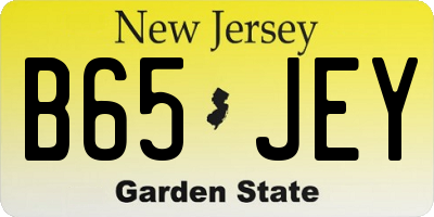 NJ license plate B65JEY