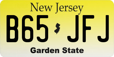 NJ license plate B65JFJ