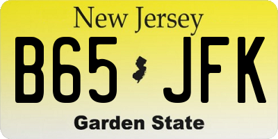 NJ license plate B65JFK