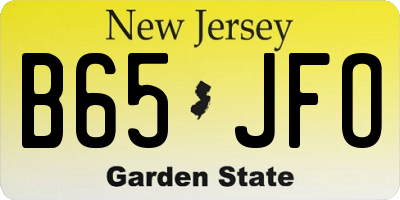 NJ license plate B65JFO