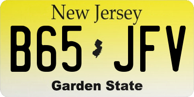 NJ license plate B65JFV