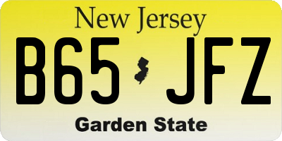 NJ license plate B65JFZ