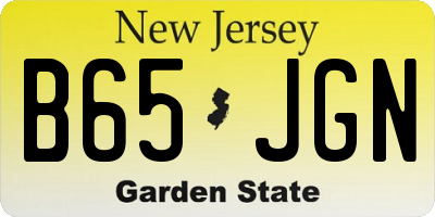 NJ license plate B65JGN