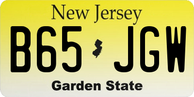 NJ license plate B65JGW