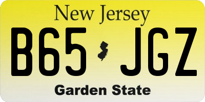 NJ license plate B65JGZ