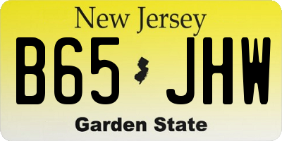 NJ license plate B65JHW