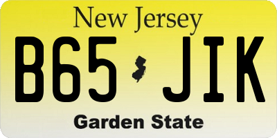 NJ license plate B65JIK