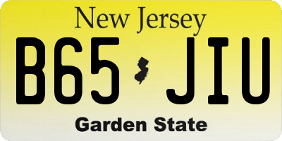 NJ license plate B65JIU