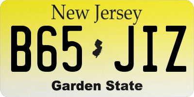 NJ license plate B65JIZ