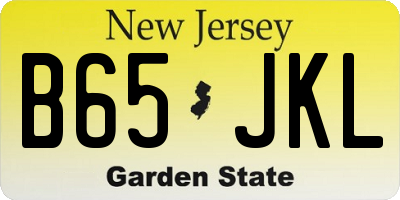 NJ license plate B65JKL
