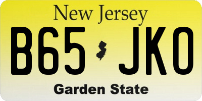 NJ license plate B65JKO